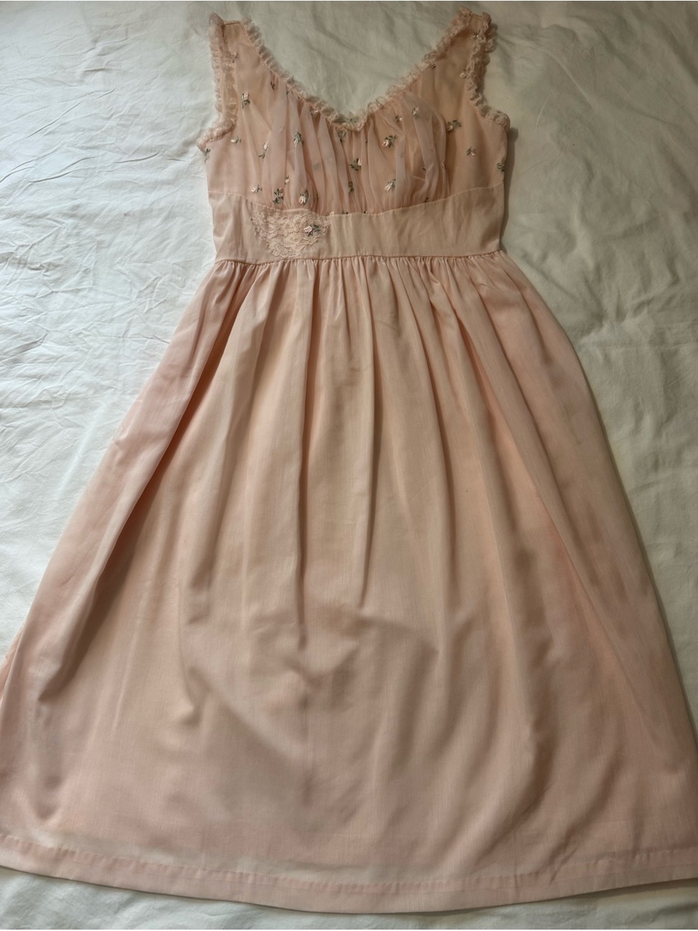 VNG Charmode Pale Pink Waltz Length Nightgown with Embroidered Appliques Sz 34